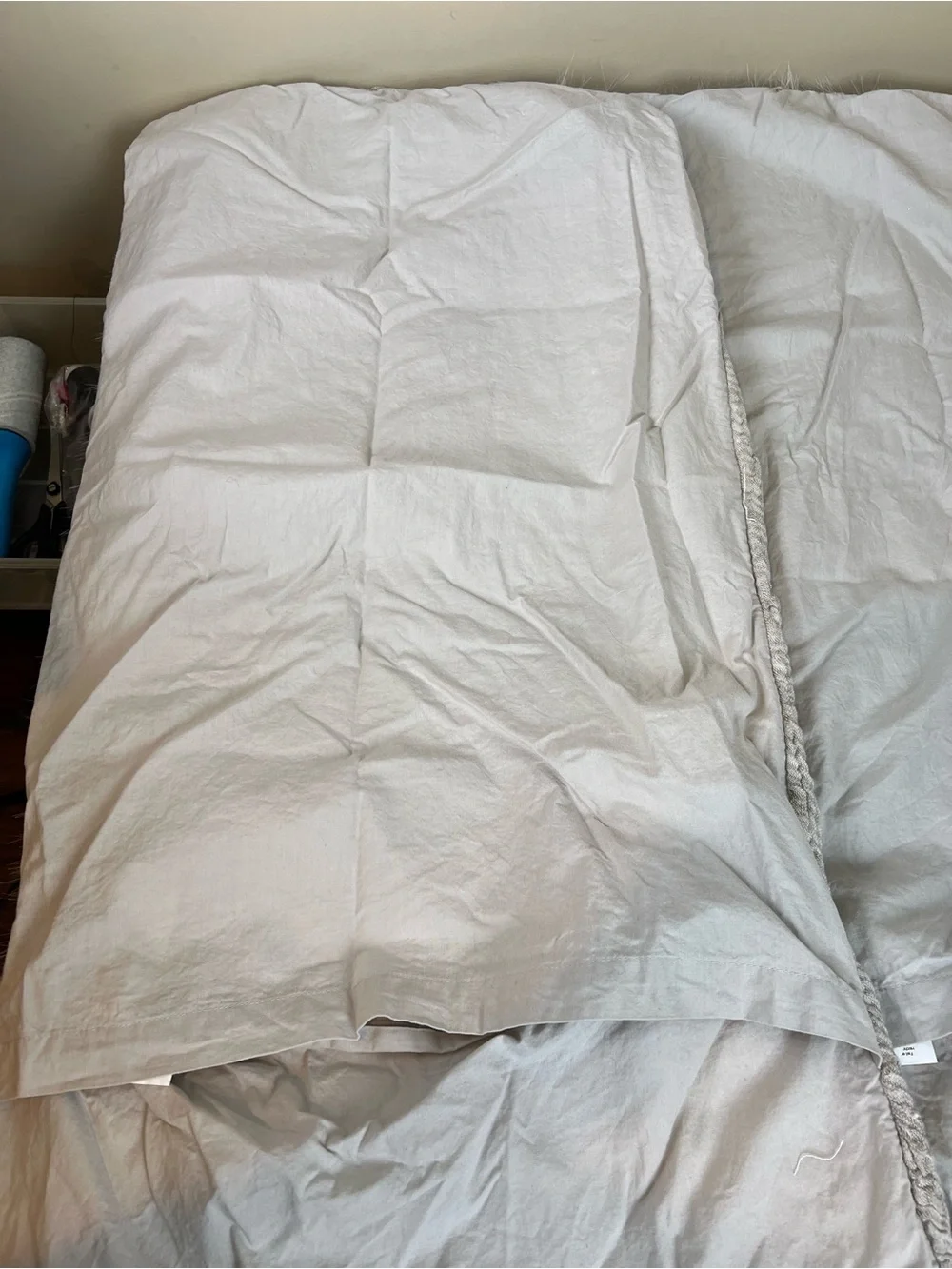 Pottery Barn Cloud Cotton Linen Cafe Au Lait King Shams Textured Grey